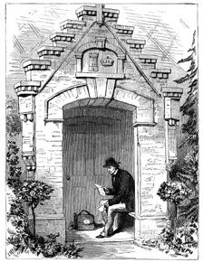 Benjamin Disraeli (1804-1881) reading letters in the porch of Hughenden Lodge, 19th century