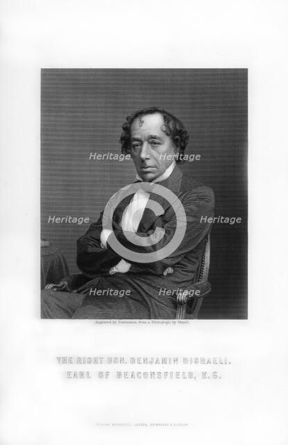 Benjamin Disraeli, 1st Earl of Beaconsfield, English statesman and literary figure, (1893).Artist: Mayall