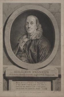 Benjamin Franklin, 1779. Creator: Justus Chevillet (French, 1729-1802); Published in Journal de Paris, 7 July 1779 and in the Gazette de France, 16 July 1779