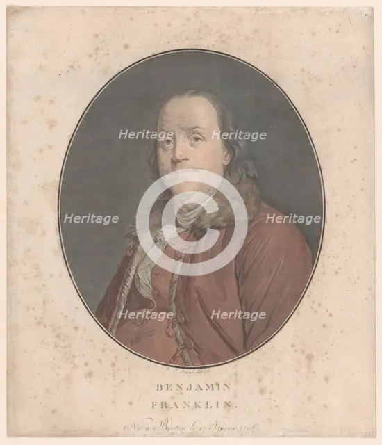 Benjamin Franklin, 1789. Creator: Jean Francois Janinet.