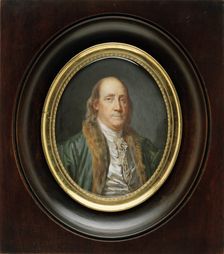 Benjamin Franklin (1706-1790), after a Painting by Greuze of 1777, 1777. Creators: Charles Paul Jérôme de Bréa, Benjamin Franklin