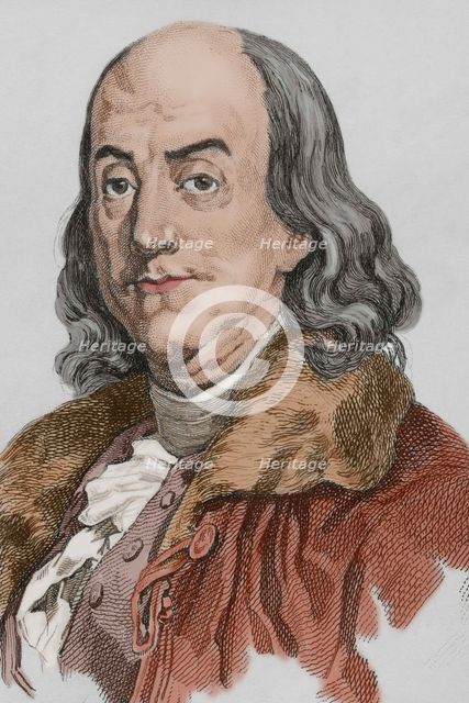 Benjamin Franklin, (1706-1790), American scientist, inventor and politician, 1837, (1850).  Creator: Augustin François Lemaitre.