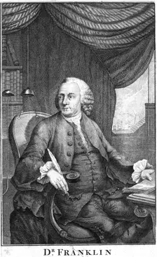 Benjamin Franklin, American scientist, inventor and statesman, late 18th century Creator: Unknown