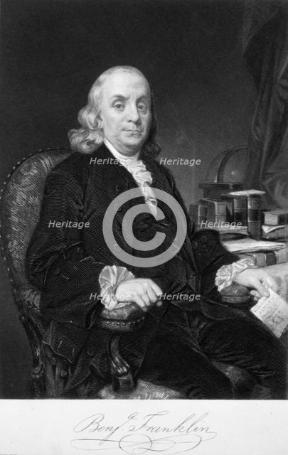Benjamin Franklin, American scientist, inventor and statesman, late 18th century. Artist: Unknown