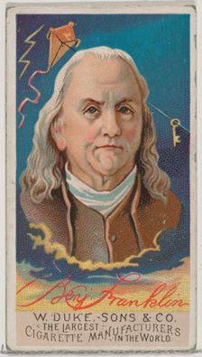 Benjamin Franklin, from the series Great Americans (N76) for Duke brand cigarettes, 1888., 1888. Creator: Unknown