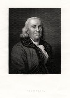Benjamin Franklin, political figure and statesmen of the United States, 19th century. Artist: J Thomson