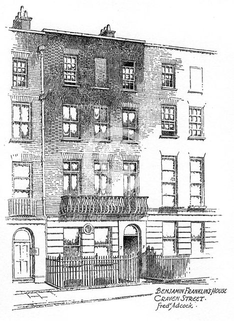 Benjamin Franklin's house, 36 Craven Street, London, 1912. Artist: Frederick Adcock