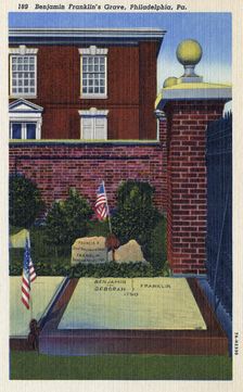 Benjamin Franklin's grave, Philadelphia, Pennsylvania, USA, 1937