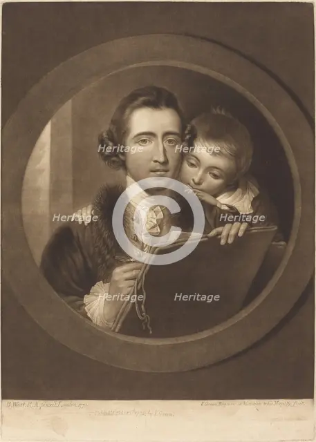 Benjamin West, Esqr R.A. and His Son RI West, 1773. Creator: Valentine Green.
