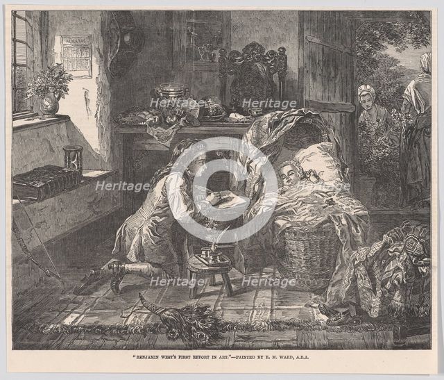 Benjamin West's First Effort in Art, from "Illustrated London News", May 12, 1849. Creator: Edward Matthew Ward.
