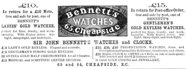 Bennett's Watches, 1883.  Creator: Unknown.