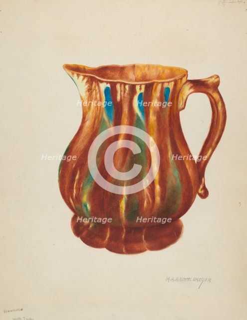 Bennington Pitcher, c. 1936. Creator: Margaret Stottlemeyer.