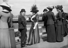 Benning Races - August Belmont And Mrs. Donald Cameron, 1912. Creator: Harris & Ewing