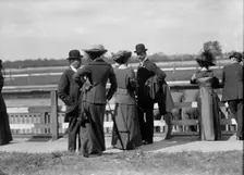 Benning Races - August Belmont; Mrs. Donald Cameron; Sec. Meyer., 1912. Creator: Harris & Ewing