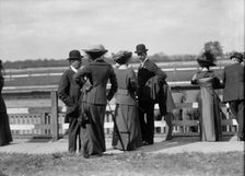 Benning Races - August Belmont; Mrs. Donald Cameron; Sec. Meyer., 1912. Creator: Harris & Ewing