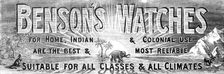 Benson's Watches, 1883. Creator: Unknown
