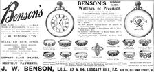 Benson's watches of precision, 1909. Creator: Unknown