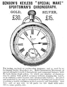 Benson's Keyless "Special Make" Sportsman's Chronograph, 1883. Creator: Unknown