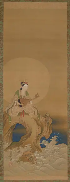 Benten on a rock by the sea, Edo period, (18th century?). Creator: Unknown