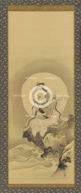 Benten (Sarasvati) seated on a rock, Edo period, mid 17th-early 18th century. Creator: Kanô Yôboku Tsunenobu.