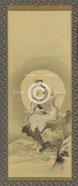 Benten (Sarasvati) seated on a rock, Edo period, mid 17th-early 18th century. Creator: Kanô Yôboku Tsunenobu.