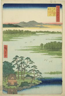 Benten Shrine and Inokashira Pond (Inokashira no ike Benten no yashiro), from the series..., 1856. Creator: Ando Hiroshige