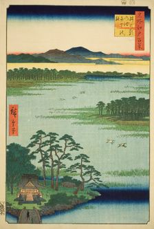 Benten Shrine and Inokashira Pond (Inokashira no ike Benten no yashiro), from the series..., 1856. Creator: Ando Hiroshige