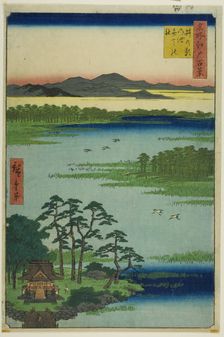 Benten Shrine and Inokashira Pond (Inokashira no ike Benten no yashiro), from the series..., 1856. Creator: Ando Hiroshige