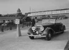 Bentley 4-seater tourer of GG Wood competing in the JCC Rally, Brooklands, Surrey, 1939. Artist: Bill Brunell