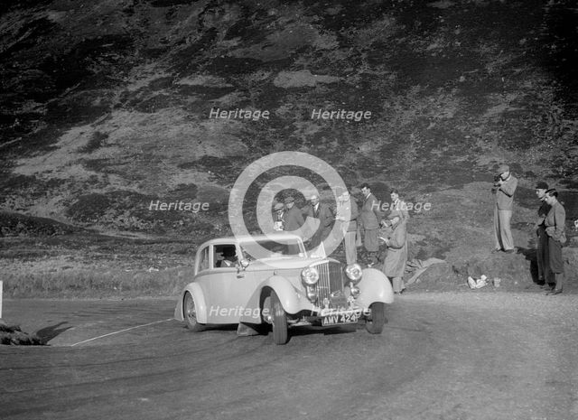 Bentley Airline saloon of Miss JM Nicholson, RSAC Scottish Rally, Devil's Elbow, Glenshee, 1934. Artist: Bill Brunell.