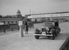 Bentley drophead coupe with Barker body competing in the JCC Rally, Brooklands, Surrey, 1939. Artist: Bill Brunell