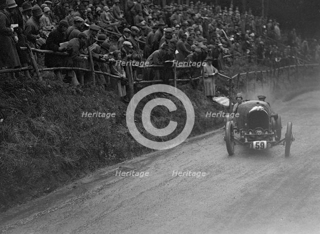Bentley of May Cunliffe competing in the MAC Shelsley Walsh Hillclimb, Worcestershire, 1927. Artist: Bill Brunell.