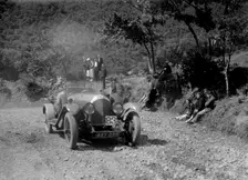 Bentley open 4-seater of FE Elgood competing in the Mid Surrey AC Barnstaple Trial, 1934. Artist: Bill Brunell