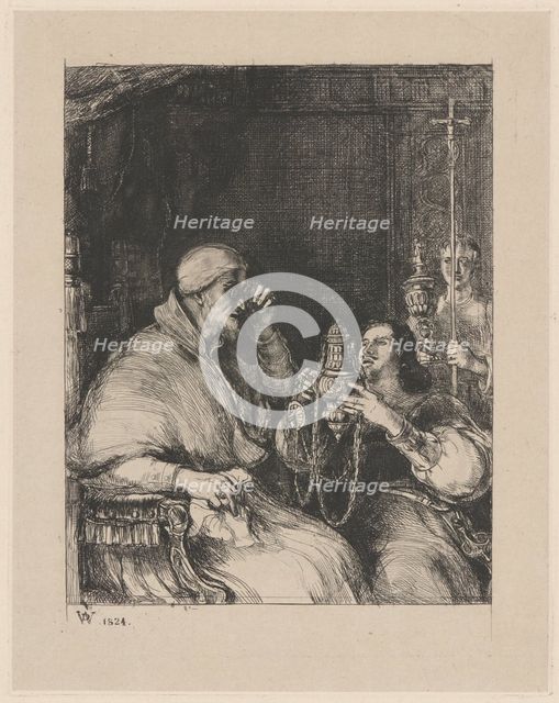 Benvenuto Cellini and Pope Paul III, 1824. Creator: Wilkie, Sir David (1785-1841).
