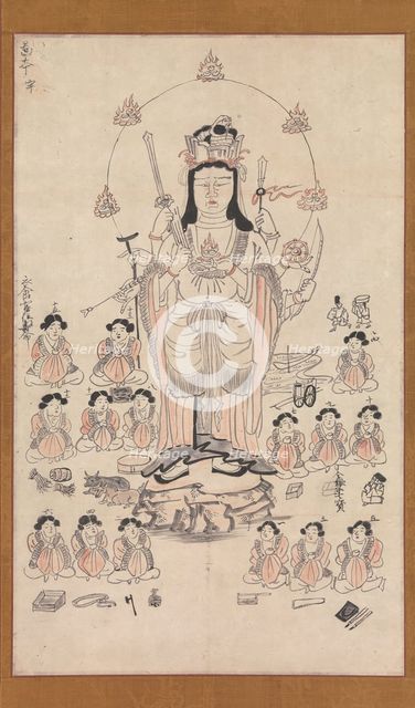 Benzaiten and Fifteen Attendants, 13th century. Creator: Unknown.