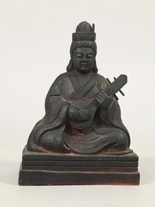 Benzaiten playing a biwa, 19th century. Creator: Anonymous