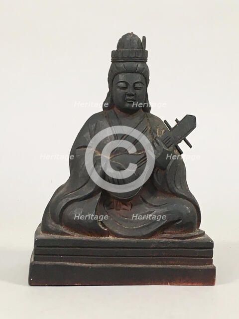 Benzaiten playing a biwa, 19th century. Creator: Anonymous.