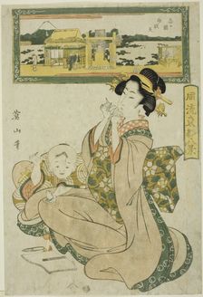 Benzaiten Shrine at Shinobugaoka (Shinobugaoka Benzaiten), from the "Fashionable..., c. 1824/29. Creator: Kikukawa Eizan