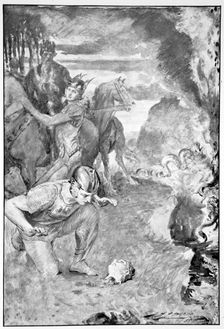 Beowulf finds the head of Aschere 1910. Creator: John Henry Frederick Bacon
