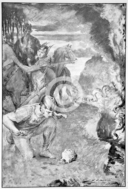 'Beowulf finds the head of Aschere', 1910.  Creator: John Henry Frederick Bacon.
