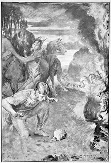 Beowulf finds the head of Aschere 1910. Artist: John Henry Frederick Bacon