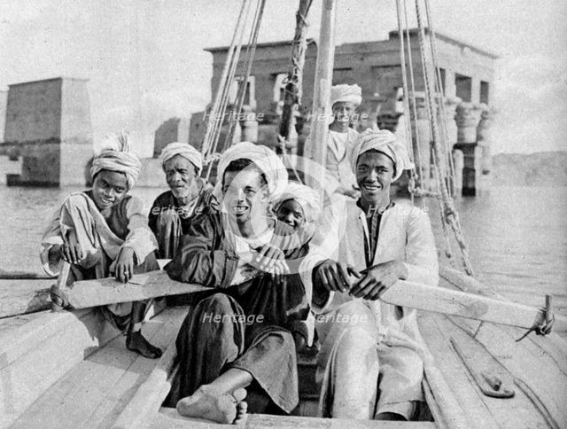 Berberin boatmen, flooded isle of Philae, Egypt, c1922. Artist: Donald McLeish