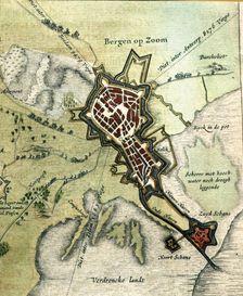 Bergen op Zoom, colored engraving from the book Le Theatre du monde or Nouvel Atlas 1645, cr…