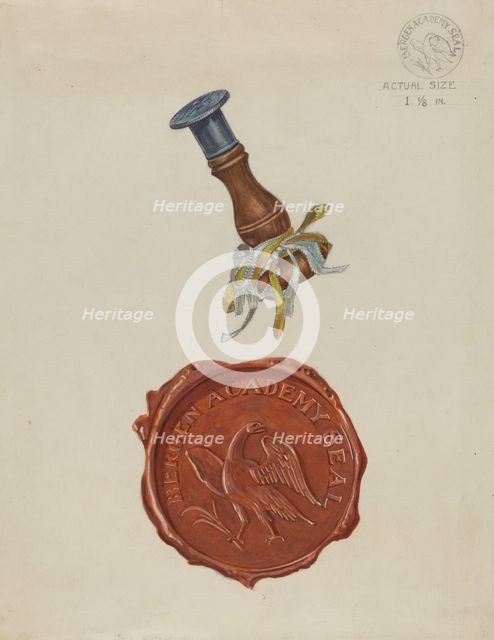 Bergen Academy Seal, c. 1936. Creator: Albert Camilli.