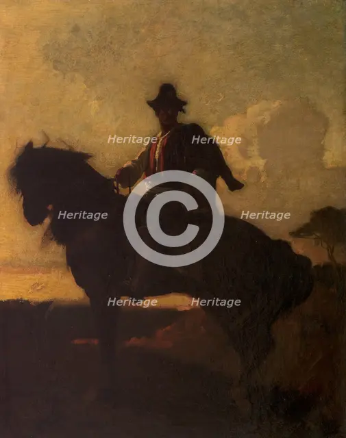 Berger à cheval dans la campagne de Rome, between 1855 and 1859. Creator: Francois-Nicolas Chifflart.