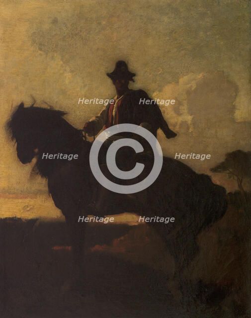 Berger à cheval dans la campagne de Rome, between 1855 and 1859. Creator: Francois-Nicolas Chifflart.