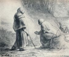 Bergeres Se Chauffant (Shepherds at a Fire), 19th century. Artist: Jean Francois Millet