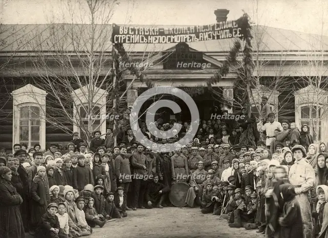 Berdskaya school N 2 before the opening of an agricultural exhibition, 1880. Creator: Unknown.