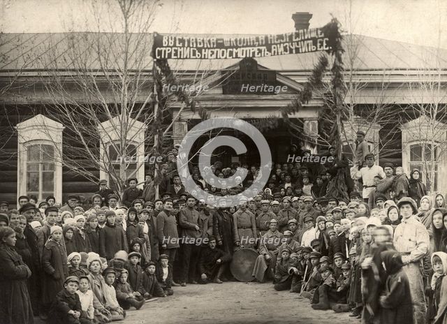 Berdskaya school N 2 before the opening of an agricultural exhibition, 1880. Creator: Unknown.