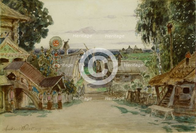 Berendeyevka. Stage design for the opera Snow Maiden by N. Rimsky-Korsakov, 1895. Artist: Vasnetsov, Appolinari Mikhaylovich (1856-1933)